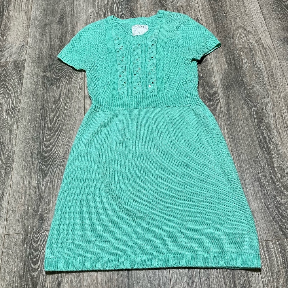 Justice Green Sweater Dress Casual Crew Neck Short Sleeve